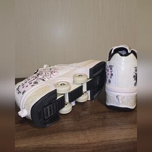 White and Pink Roller Skates with Floral Design